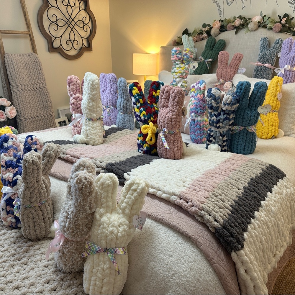 Peep Bunnies -Handmade Chunky Chenille